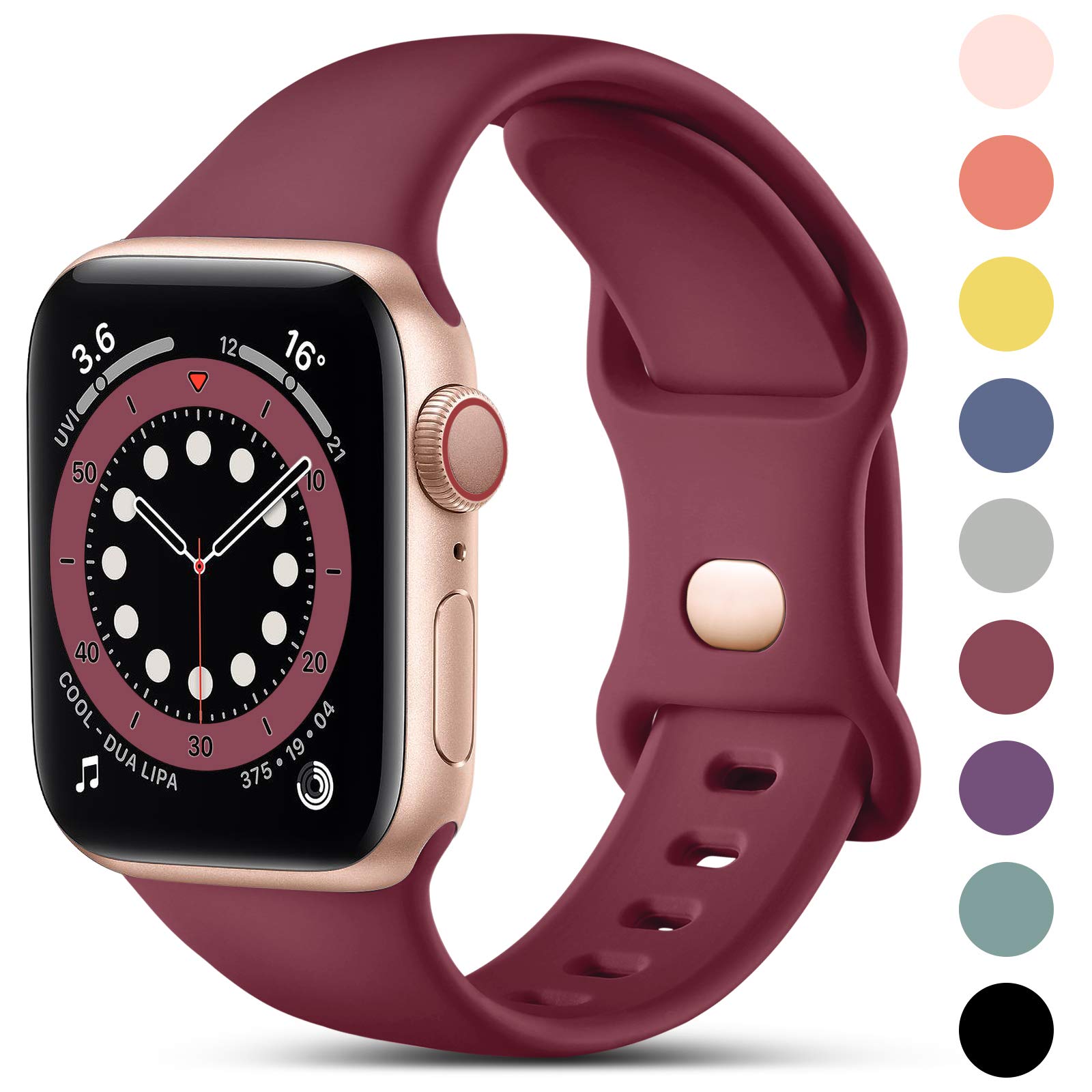 CeMiKa Compatible with Apple Watch Strap 42mm 44mm 45mm 46mm 49mm, Soft Silicone Sport Band Replacement Straps for iWatch Strap Series 11 10 9 8 7 6 5 4 3 2 1 SE SE3, Women Men, Wine Red