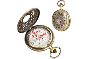 GUCOO Pocket Compass for Hiking Survival Brass Small Metal Military Compass Gifts for Men Camping Magnetic Large Navigation Compass for Hunting Hand Held Compas Compus