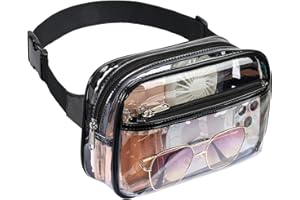 Clear Fanny Pack Stadium Approved - Packism Clear Belt Bag for Women Men Transparent Waist Bag with Adjustable Strap for Concerts, Sporting Events - Black