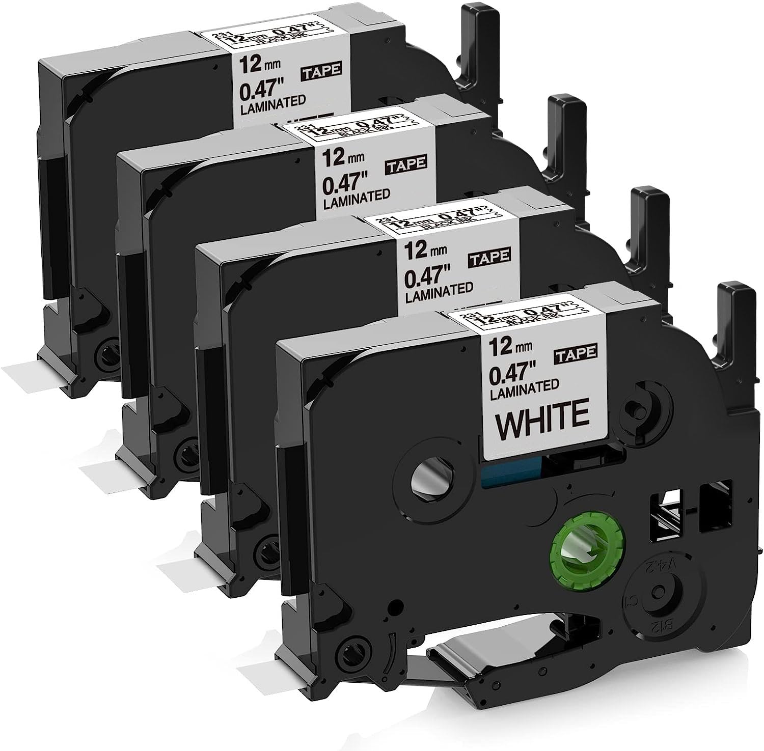 4X Upwinning TZE-231 Label Printer Tape 12mm Compatible with Brother Label Tape 12mm P-Touch Tze 12 mm TZe231 AZe-231 TZ231 Laminated White for Brother P Touch H101C H110 H107 H108 H100LB D210 1000