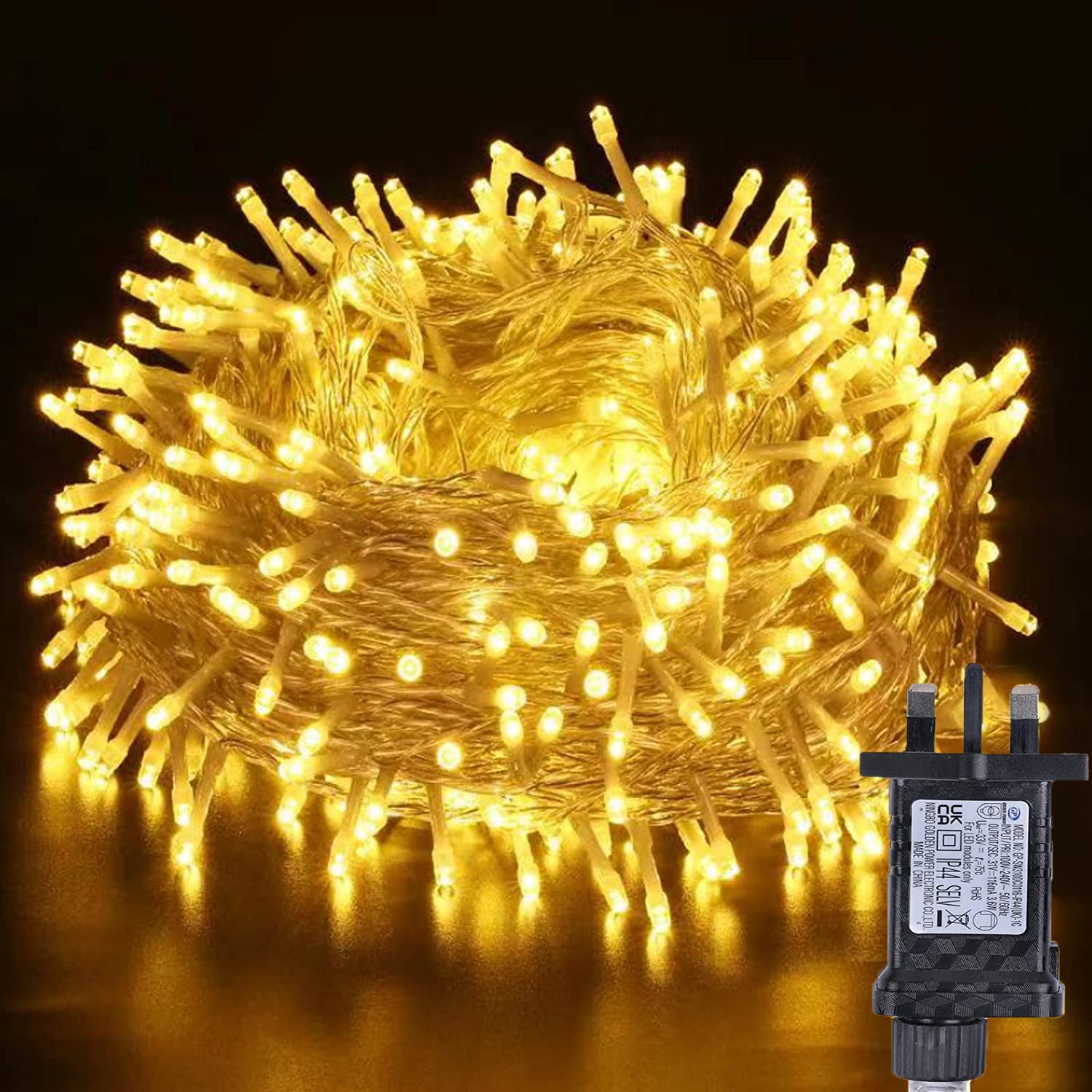 TVLIVE Fairy Lights Plug in-20M/66Ft 200 LED Outdoor Fairy Lights Waterproof,8 Modes Warm White Outdoor String Lights,Outdoor Lights Mains Powered,Outside Indoor Garden Tree Party Christmas Decoration