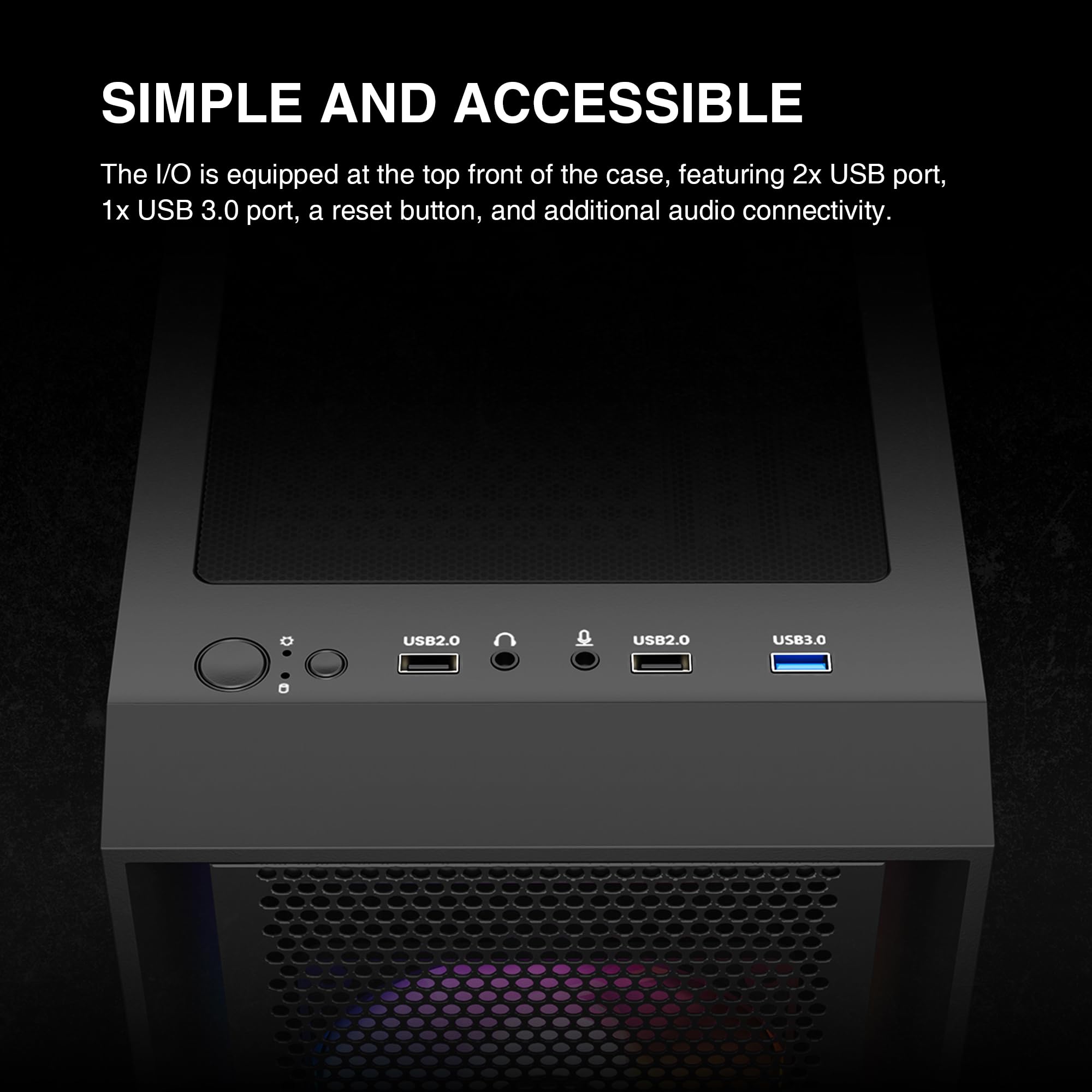 Gamdias Aura Gc2 Elite Argb Atx Mid Tower Pc Case, 4 X 120Mm Argb Fan, High Airflow Mesh Front Panel, Tool-Free Tempered Glass Side Panel, Black - View 7