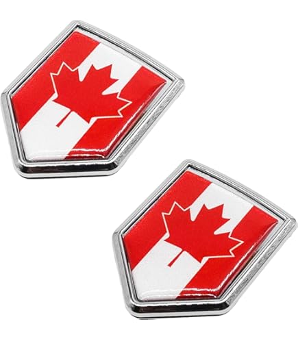 Priaora 3D Domed Silicone Stickers – 2pcs Canadian Maple Leaf Flag Decals For Car, Phone, Laptop