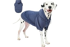 Tuff Pupper Dog Hoodie | Premium Quality 100% Organic Cotton | Ultra Soft Interior for Superior Comfort | Elastic Cuffs & Drawstring for Warmth | Stretch Fit Suitable for All Breeds (Blue, L)