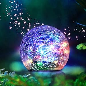 Garden Solar Lights Gazing Balls Outdoor Decorative Waterproof Multicolor LED Glass Globe for Lawn Patio Yard (3.9inch)