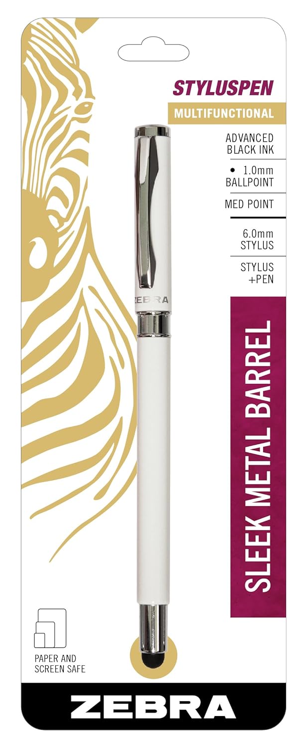 Zebra Pen Z1000 2 in 1 Universal Touchscreen Stylus Stick Pen 1Pack