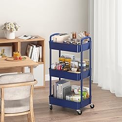Sywhitta 3-Tier Plastic Rolling Utility Cart with