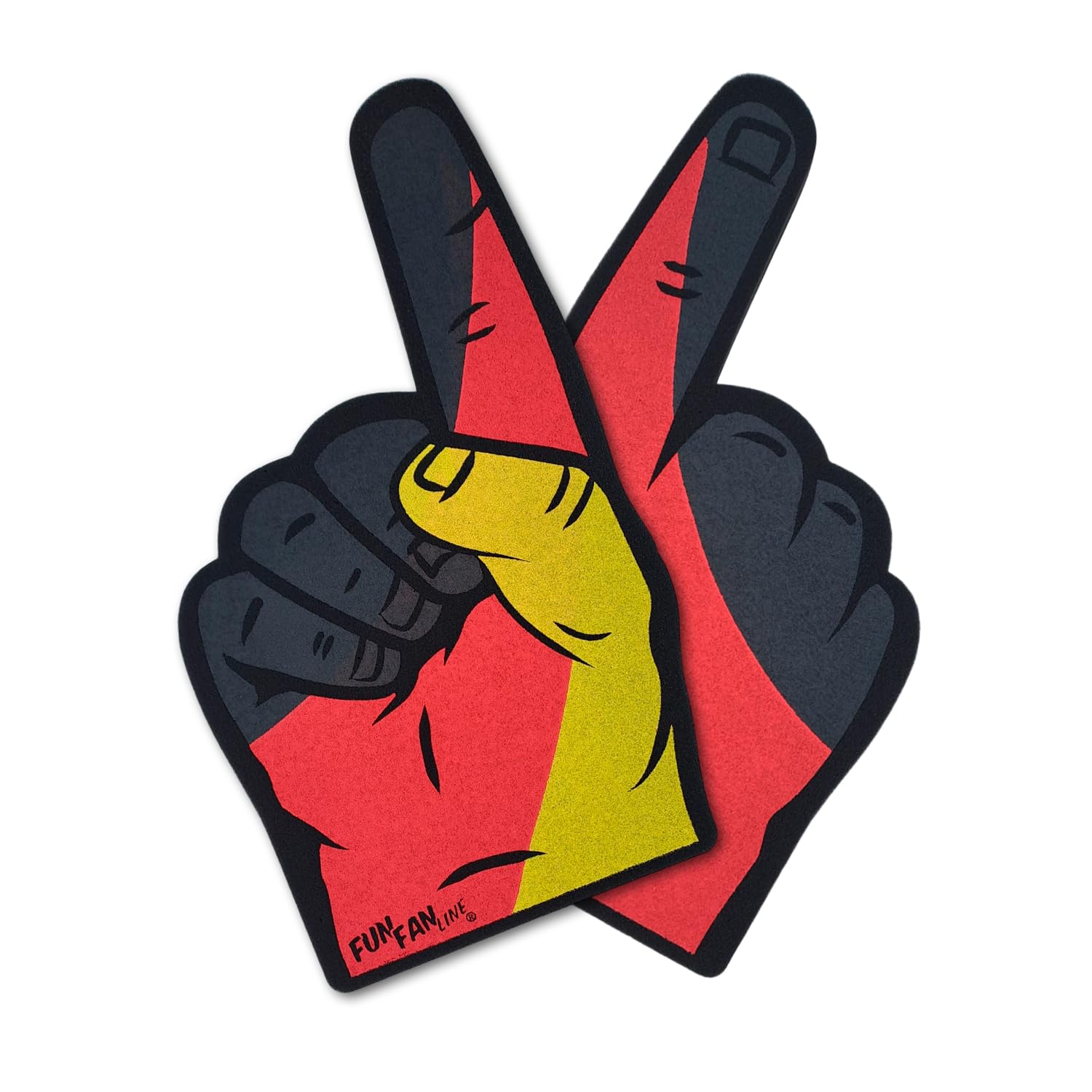 FUN FAN LINE - 2-Pack Foam Finger Hand with [Germany] Flag Design | Cheering Mitt for Sports Events, Parties, and Celebrations | Fan Accessory for Games and Supporters (Germany)