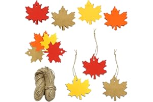 120 Pcs Fall Thanksgiving Gift Tags, 4 Colors Maple Leaves Paper Tags, Blank Hanging Thank You Labels with String for Autumn 