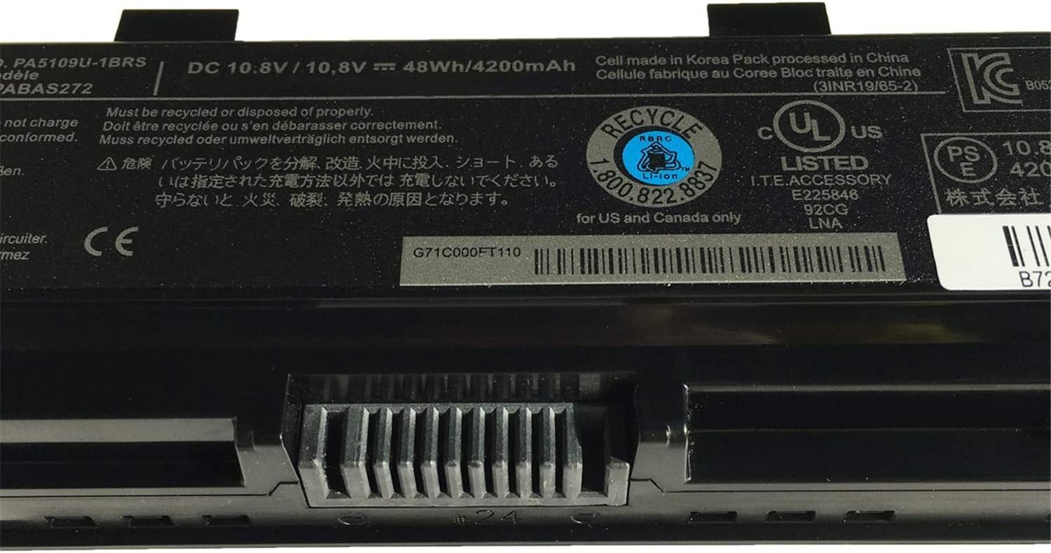 Pa5024u-1BRS Pa5109u-1BRS Laptop Battery Replacement for Toshiba Satellite Pa5026u-1BRS Pa5025u-1BRS Pa5027u-1BRS Pabas260 Pabas259 Pabas262 Pabas263 Pa5023u-1BRS C855 C855D L800 L850(10.8V 4200mAh) - Image 3
