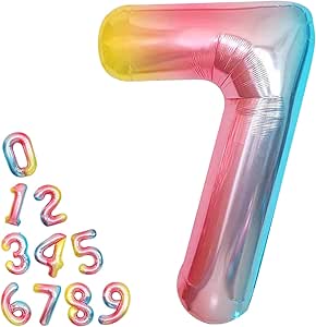 amazoncom rainbow number 7 balloon for 7th birthday