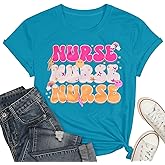 Nurse Shirt for Women - School Nurse Short Sleeve Tee Tops, Cute Nurse Life Casual T-Shirt for Nurse Week & Nurse Day Gift