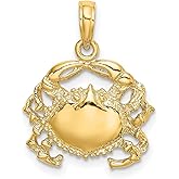 14k Yellow Gold Crab Pendant for Women - Astrology Cancer Zodiac Necklace with Crustacean Design Symbolizing Intuition - Coastal Marine Life Jewelry Charm for Summer Nautical Ocean-Inspired Style