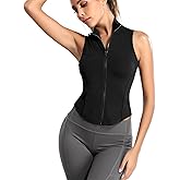 Hvewarm Women Summer Lightweight Cropped Athletic Zip Up Sleeveless Jackets Workout Gym Seamless Vests