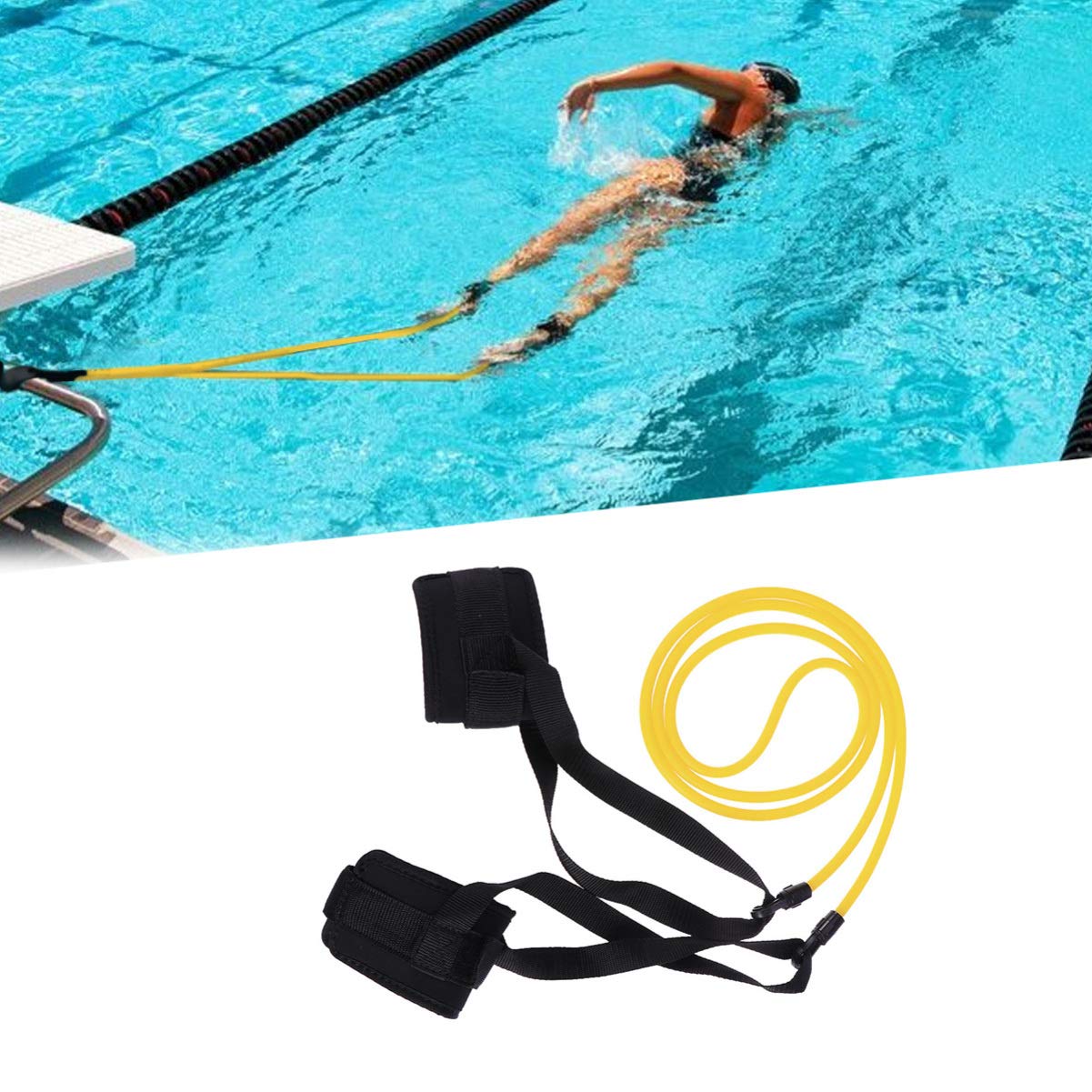 LIOOBO Swim Ankle Belt Tether Stationary Swimming Training Belt 2m