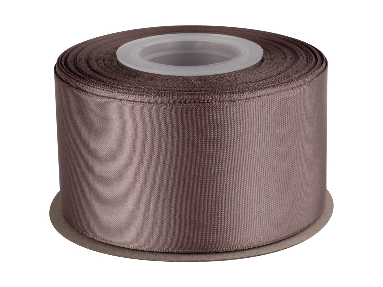 Double Faced Satin Ribbon, 50mm X 22M, Solid Polyester Craft Ribbon, Perfect for Gift Wrapping, Crafts, Wedding Party Ceremony Decoration, Floral Arrangement, Sewing (Chocolate Chip) — image 1
