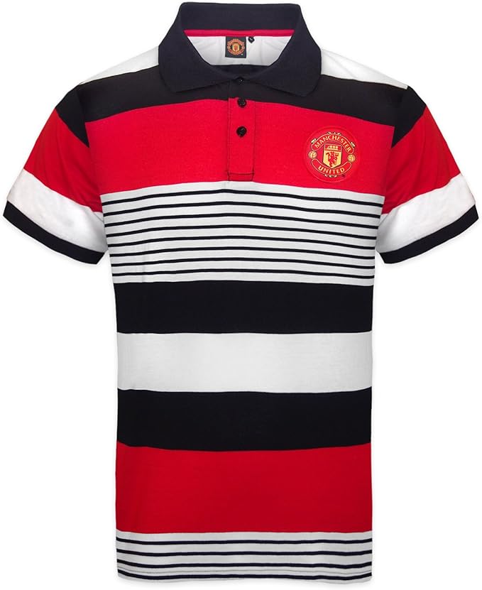 Manchester United Fc Official Football Gift Mens Striped Polo Shirt Amazon Co Uk Clothing