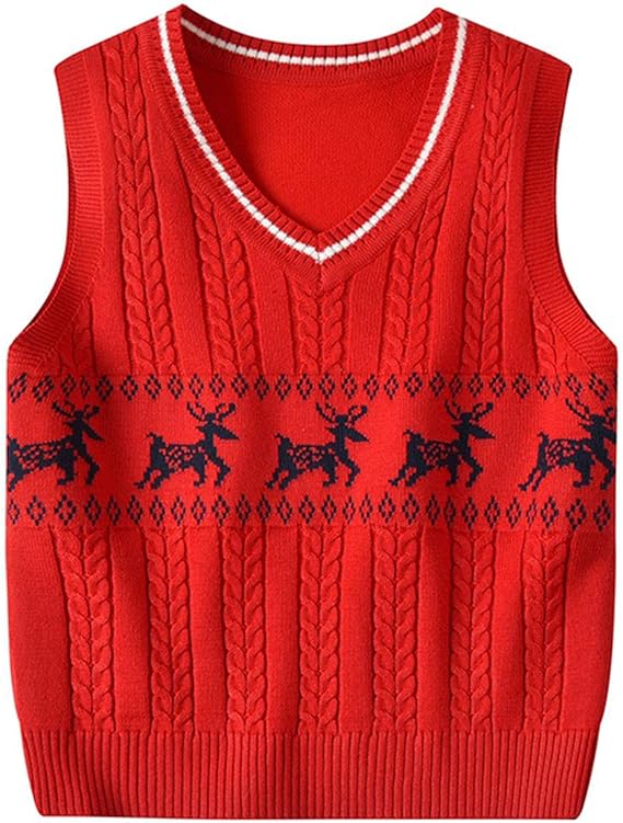 Spring New Kids Boy VNeck Uniform Elk Christmas Sweater Vest Baby
