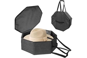BOHEMIABY Foldable Hat Box with Handle - Stackable Storage Organizer for Closet, Travel Cowboy Hat Carrier for Women & Men, Space Saving Collapsible Cardboard Box, Dark Gray