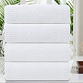 Oliven 4 Pcs White Large Bath Sheet Set 35"x70" Oversized Bath Towel Jumbo Towels 600GSM Soft Highly Absorbent Quick Dry Beach Chair Towels Woven Towel for Bathroom Hotel and Spa