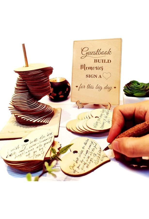 Maxdot Wedding Guest Book 50 Paper Leaves For Message With Gold Pen Bridal Shower Accessories Wedding-814650
