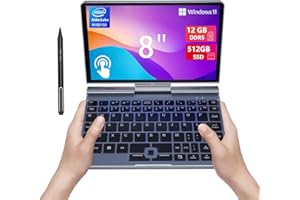 KOOFORWAY Mini Laptop 8 inch HD Touchscreen Portable, Windows 11 Pro Small Gaming Laptop, N100 12 GB LPDDR5 512 GB M.2 SSD, Wi-Fi 6, BT 5.2 2 MP Camera, G-Sensor, HDMI, Type C