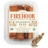 Firehook Multigrain Flax Crackers, Mediterranean, Artisan Baked, Non-GMO | Organic, Kosher, Vegetarian, Whole Grain, Cheese Boards, Dips &amp; Spreads, Snacking, Entertaining, Crunchy, Small-Batch, 5.5 oz