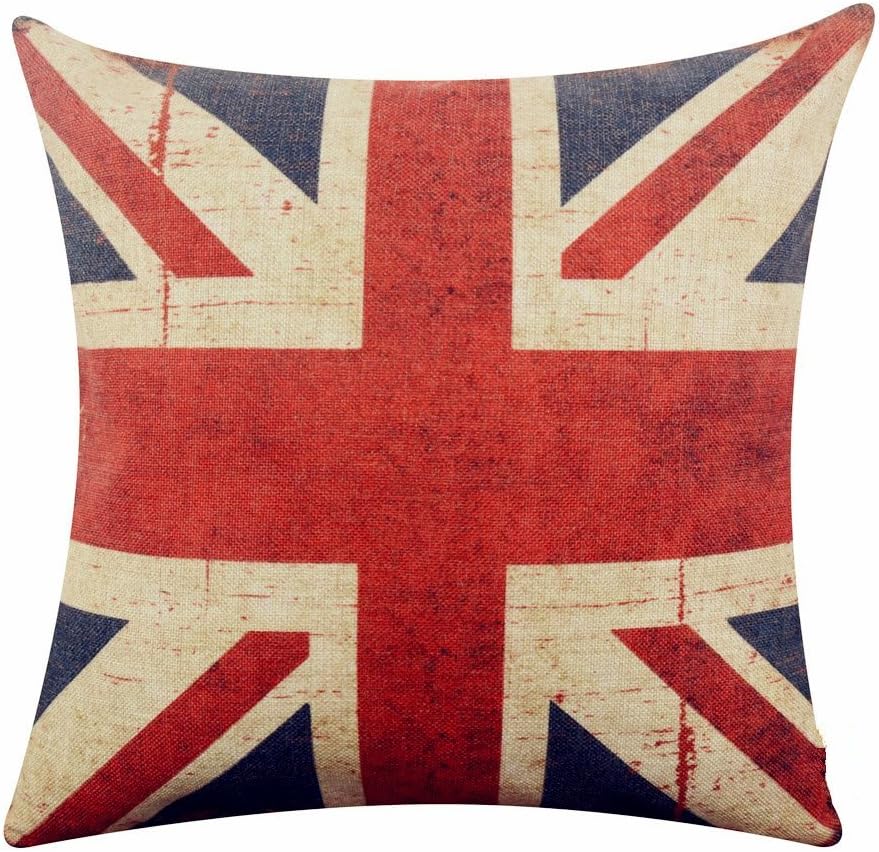 Acelive 20x20 inches Retro Union Jack Burlap Throw Cushion Cover