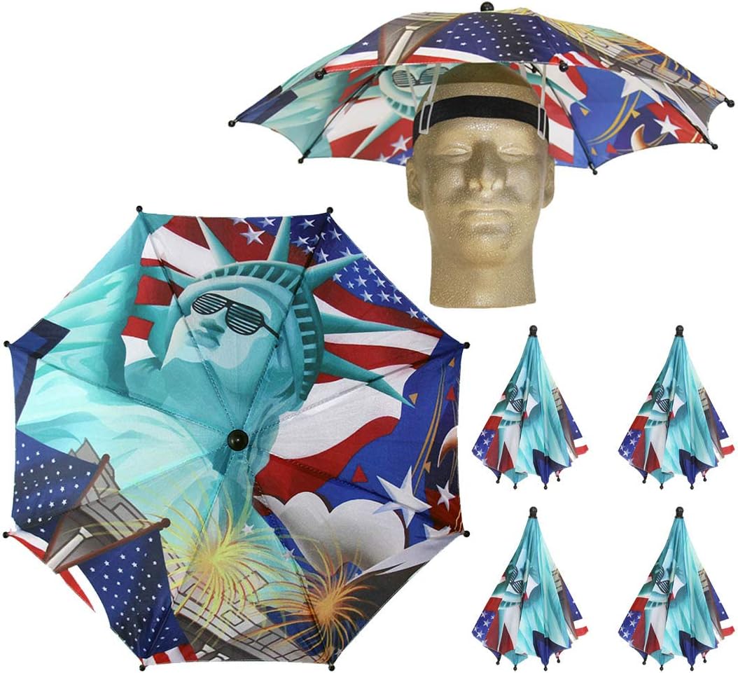 The Looney Zoo - Patriotic Umbrella Hat - Easy Elastic Fitting Umbrella Hat for Adults & Kids - | Funny Hat / Gardening Hat / Beach Hat / Adventure Hat / Party Hat :) |