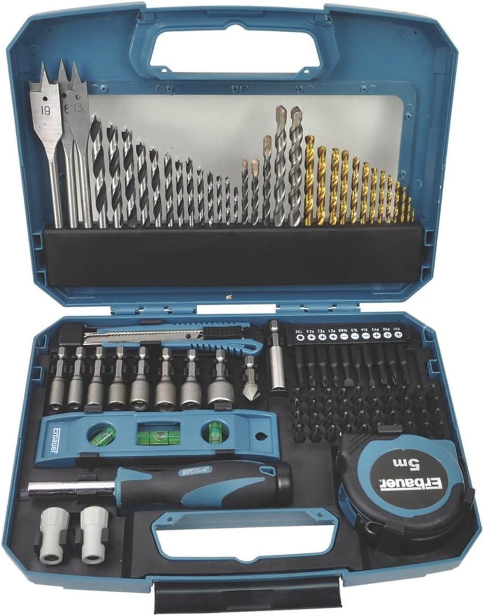 Erbauer 100 Piece Drill bit Set Complete kit Multi Material Mixed Drill