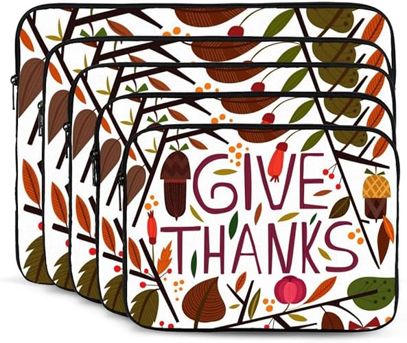 Amazon 幸せな感謝祭 Diy 大容量 多機能ラップトップスリーブ ラップトップケース衝撃吸収 コンピュータバッグ かわいい おしゃれ N A シューズ バッグ