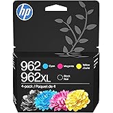 HP Original 962 Cyan, Magenta, Yellow / 962XL Black Ink Cartridges (4-Pack) | Works OfficeJet 9010 Series, OfficeJet Pro 9010, 9020 Series | Eligible for Instant Ink | 3JB34AN