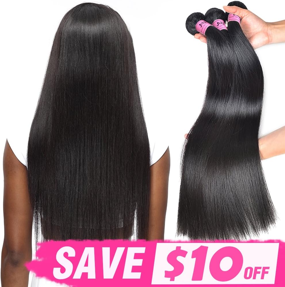 JVH Virgin Brazilian Straight Human Hair 1 Bundle Unprocessed Brazilian Virgin Hair Weave Bundles Natural Black (10")