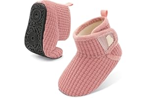 BARERUN Toddler Slippers Girls Boys House Shoes Baby Winter Booties Plush Cozy Kids House Slipper Warm Lightweight Infant Walking Shoes Socks
