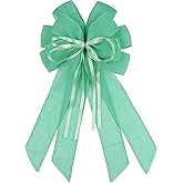 YKW Large Mint Green Burlap Bow for Wreath 20x11 Inch - Spring Easter Front Door Decor Tree Topper Baby Shower Decorations Indoor Outdoor Fresh Ornaments