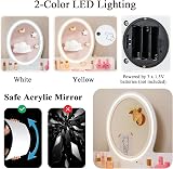 Maxmass Kids Vanity Table and Chair White with LED Mirror and Drawer view 3