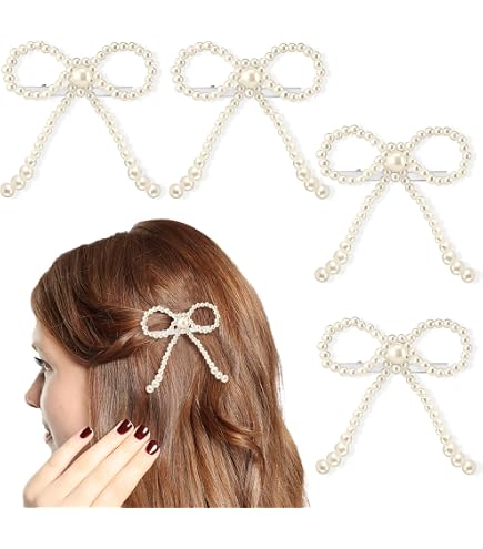 Amazon.com : AKOAK 1 Pack Elegant and Sweet White Pearl Bow  display picture 1