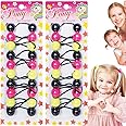 Beauty Town 20PCS Bubble Ponytail Holders – 20mm Twin Bead Hair Ties for Girls & Kids – Colorful Elastic Hair Accessories for Braids & Pigtails (Black/Pink/Lime)