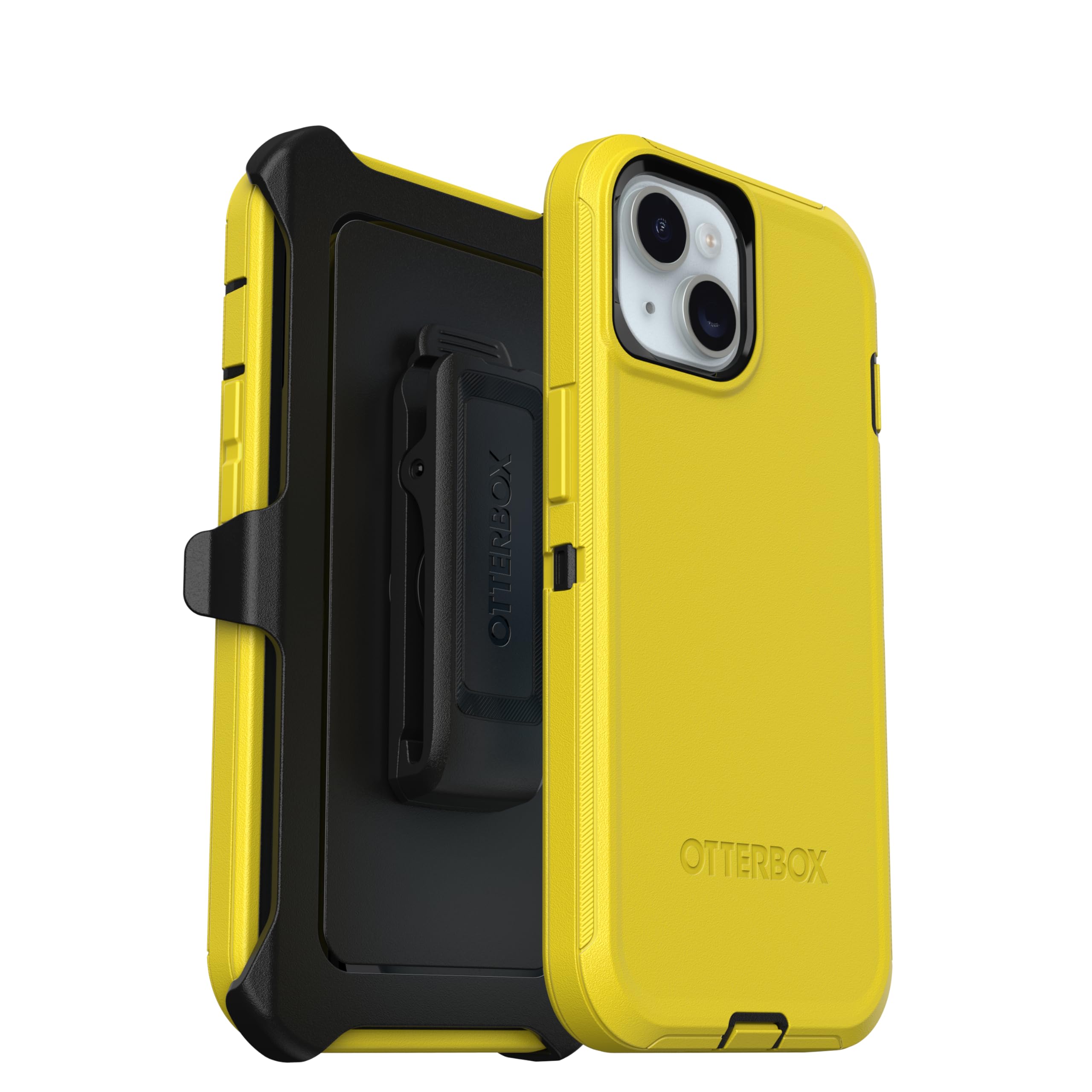 OtterBox iPhone 17e & iPhone 16e (Only) - Defender Series Case - Night (Black & Yellow) - Screenless - Rugged & Durable - with Port Protection - Holster Clip Includes - Non-Retail Packaging