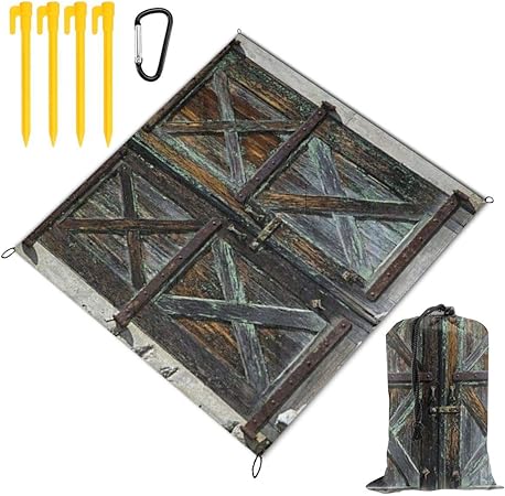 HARXISE Picknickdecke Outdoor Stranddecke，Alte rustikale Scheunentore