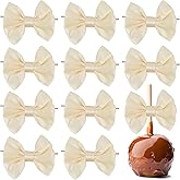AIMUDI Ivory Satin Ribbon Bows with Twist Ties for Treat Bags 3.5" Ivory Bows for Crafts Small Bows for Gift Wrapping Premade Bows for Cake Pop Candy Apples Gift Bags Wedding Baby Shower -24 Counts