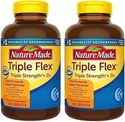 Amazon Com Nature Made Tripleflex Glucosamine Chondroitin And Msm 2 Bottles 200 Caplets Each 400 Caplets Total Health Personal Care