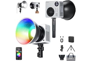 NEEWER 80W RGBWW LED Video Light with 72Wh Battery, 100W PD Fast Charger, APP/2.4G Control, 10400lux/m 2500K-7500K, Mini RGB Bowens Mount Studio Photography Recording Continuous Output Lighting, HB80C