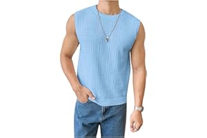 Verdusa Men's Sleeveless Round Neck Knit Tank Top Casual Sweater Vest