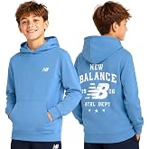 New Balance Boys Athletic Fleece Hoodie with Back Graphic Print, 8-20 | Bold Varsity Design, Front Kangaroo Pocket &amp; Ribbed Cuffs, Performance Warmth for School Days &amp; Weekend Play