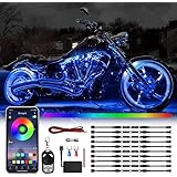 SHINIGHT 10 Pcs Motorcycle LED Light Kits, App Control Multicolor Waterproof Motorcycle LED Strip Lights with RF Remote, Musi