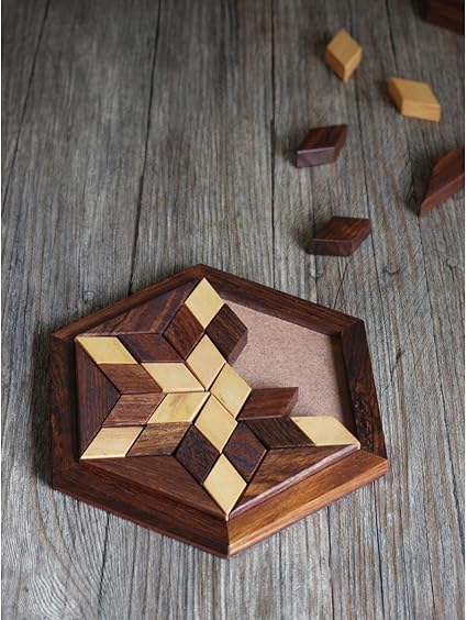 Craftland Wooden Jigsaw/Puzzle 30- Pieces Star Shape Plate Board Game for Kids/Adults for Fun/Challenging/Brain Teaser Game.