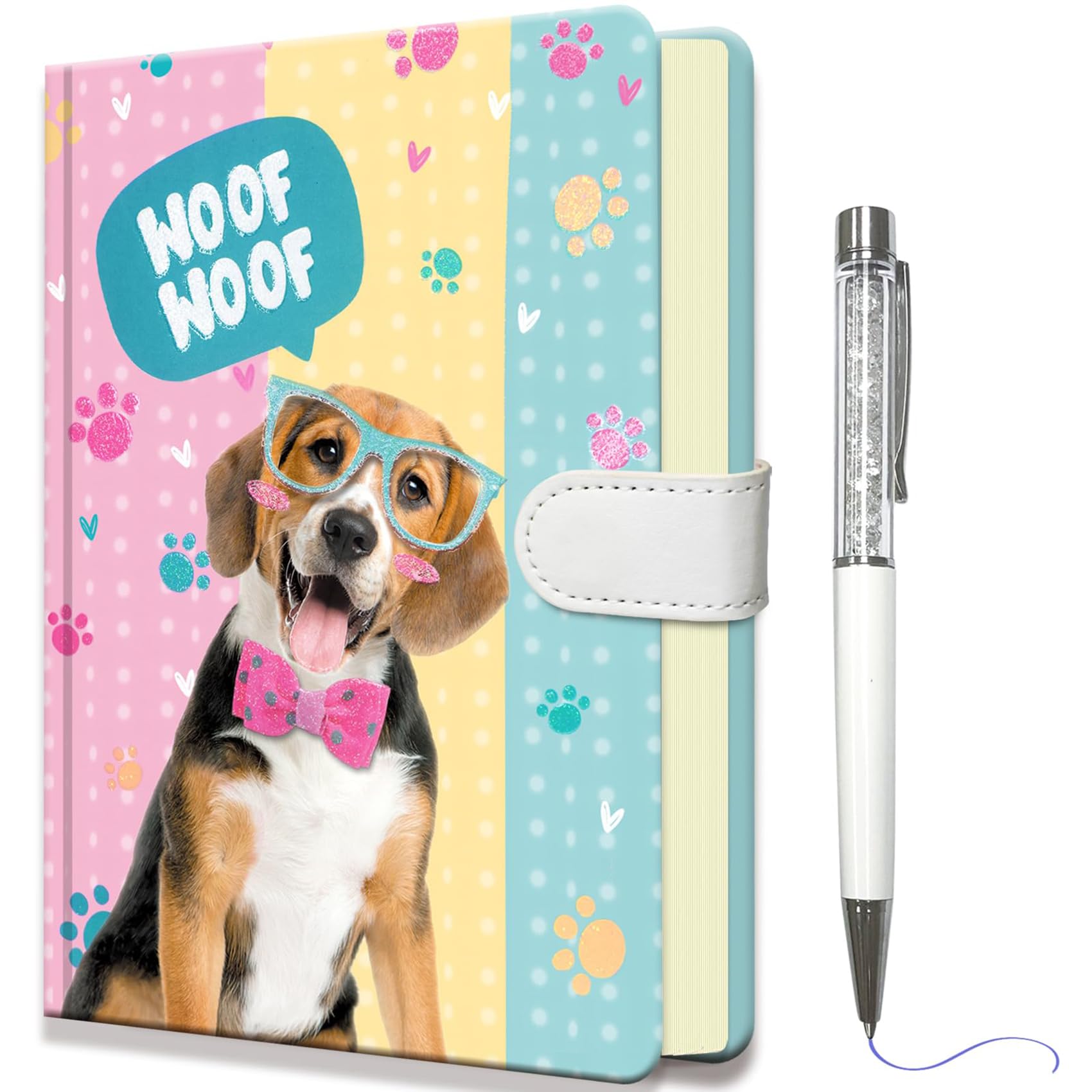 DWIYITTN Puppy Notebook for Girls, Gifts for Teens Hardcover Girls Journal with Pen and Magnetic Buckle Closure 192 Pages 19x13.5cm Lined Undated Diary — image 1