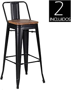 BANCOS ALTOS CON RESPALDO DE METAL PARA BARRA Y COCINA BAR DALLAS - 2