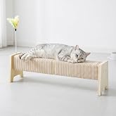 Dorakitten 30 inches Horizontal Cat Scratcher, Non-Slip Wood Base | Horizontal Sisal Scratch Post with Spring Carrot Toy, Durable Cat Furniture Protector